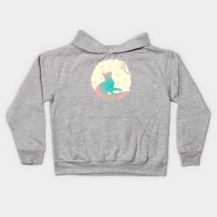 Playful Kitten Dandelion Color Silhouette Kids Hoodie